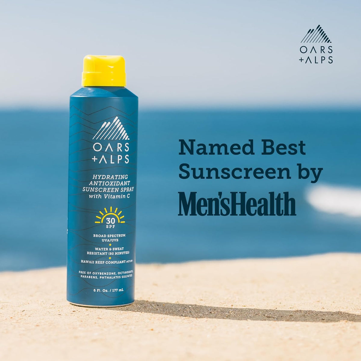 Oars + Alps Hydrating SPF 30 Sunscreen Spray, Naturally Derived Skin Care Infused with Vitamin C