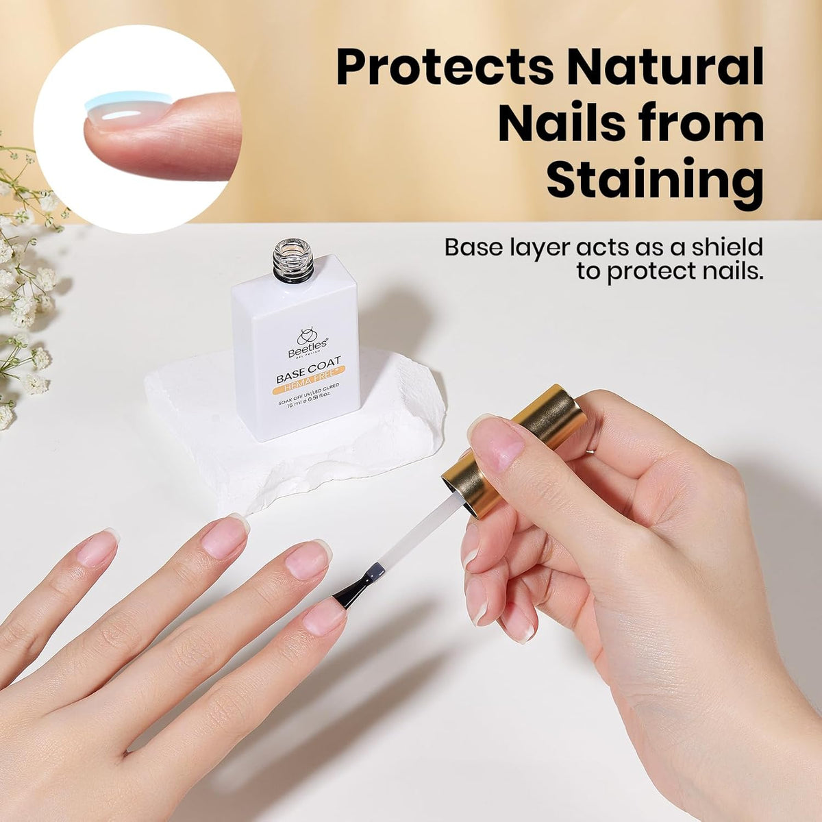 beetles Gel Polish Gel Base Coat HEMA Free, TPO Free Base Gel Nail Polish 15ml Soak Off LED Nail