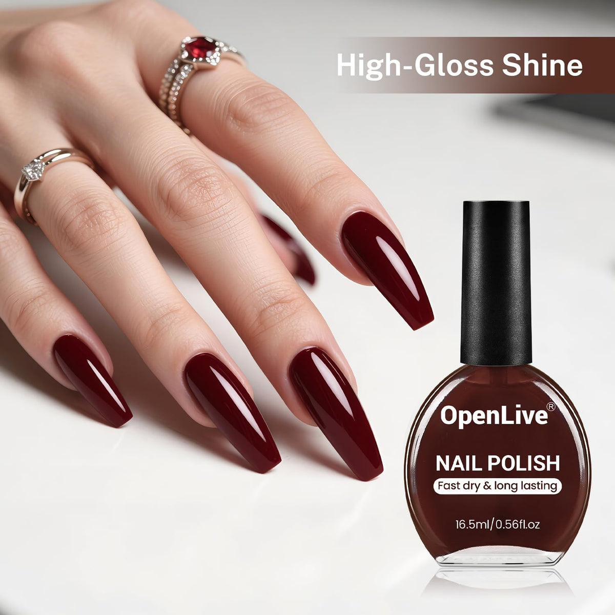 16.5ml Brown Nail Polish Large Volume Quick Drying Nail Polish, Fast Drying and Long Lasting Color