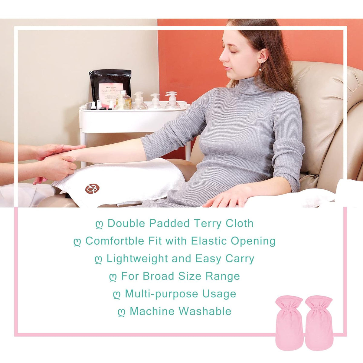 Paraffin Wax Bath Terry Cloth Gloves & Foot Liners, Paraffin Wax Machine Heated SPA Mittens Foot