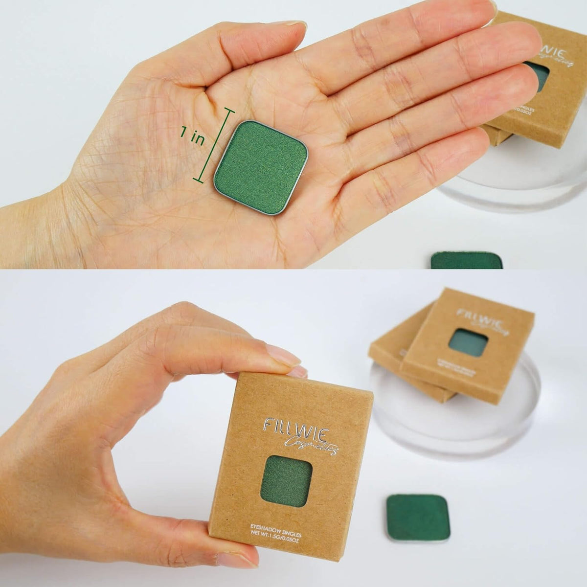 Magnetic Single-Color Metallic Flash Eyeshadow with Pan, Spring and Summer Green Eyeshadow Refill