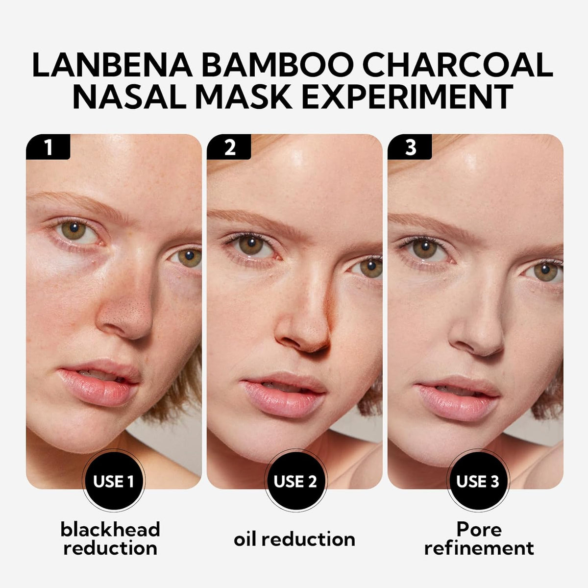 LANBENA Upgraded 2.0 Bamboo Charcoal Blackhead Remover Mask, 60 pcs Nose Strips, Peel off Face Mask