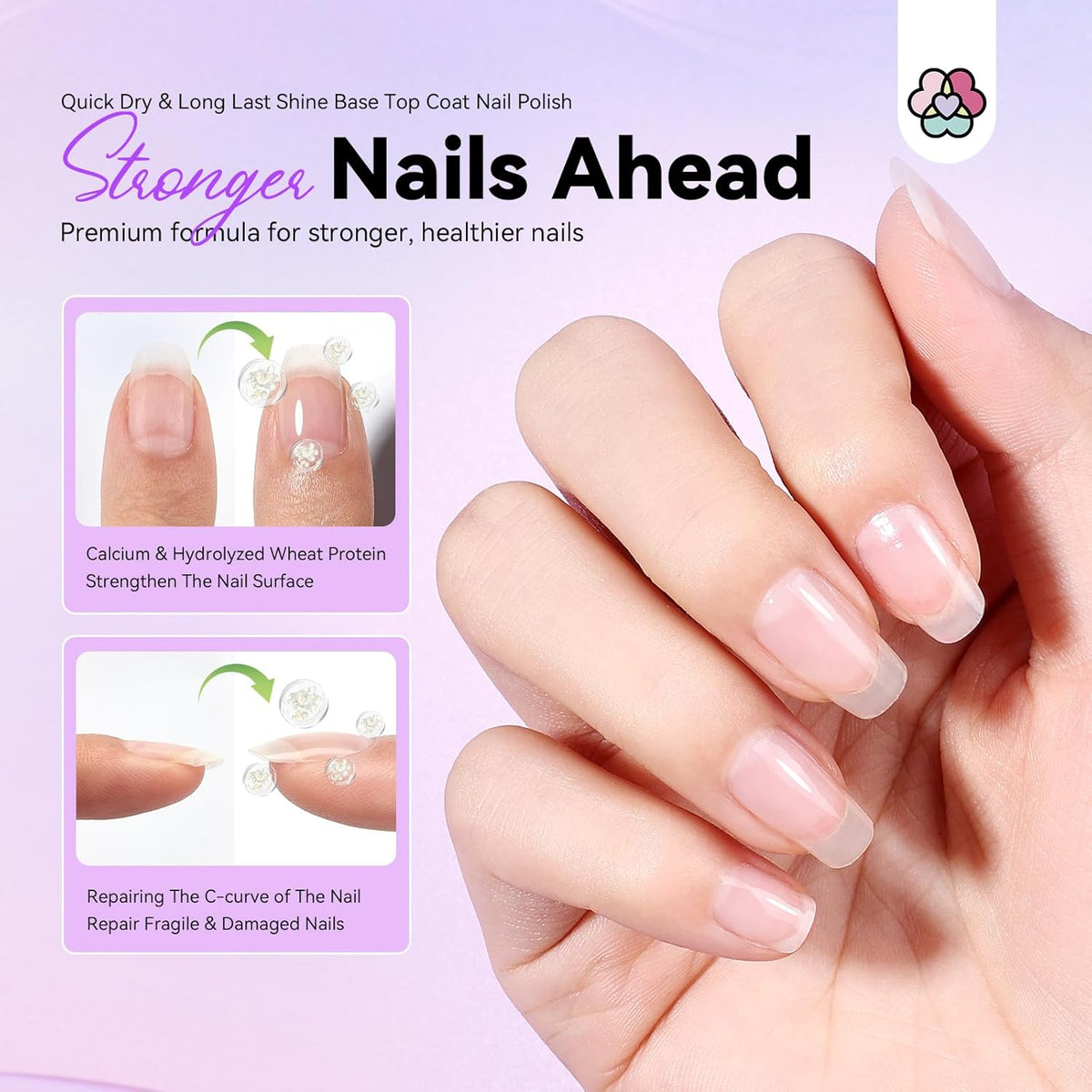 SAVILAND Clear Nail Polish Base Top Coat: 2 in 1 Quick Dry Nail Polish Long Lasting Fingernail Toe