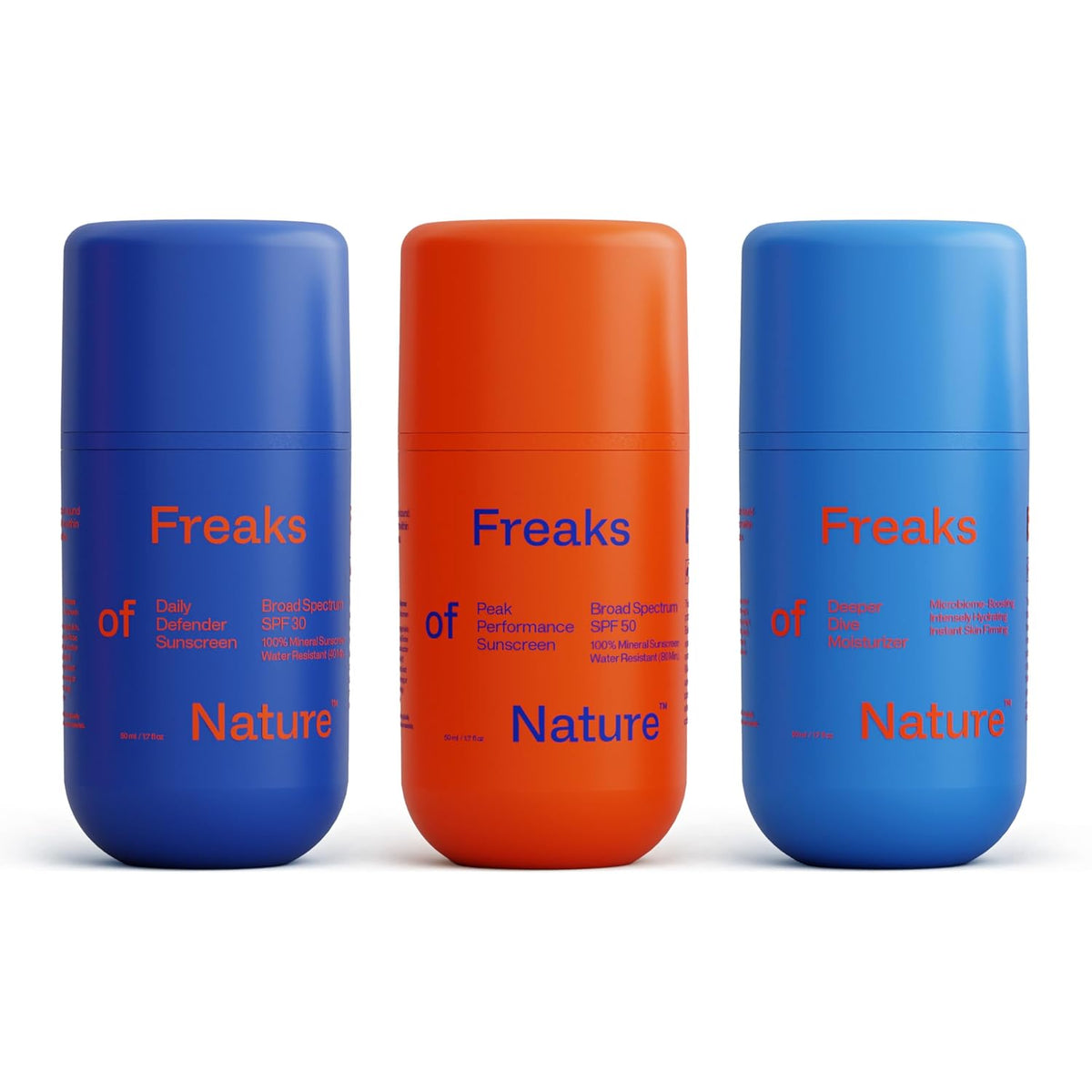 Freak Trio Bundle | Deeper Dive Moisturizer Serum, Peak Performance SPF 50 & Daily Defender SPF 30