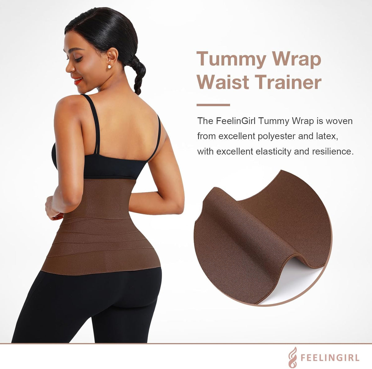 FeelinGirl Waist Trainer for Women Trimmer Belt Waist Cincher Tummy Wrap Plus Size Snatch Me Up