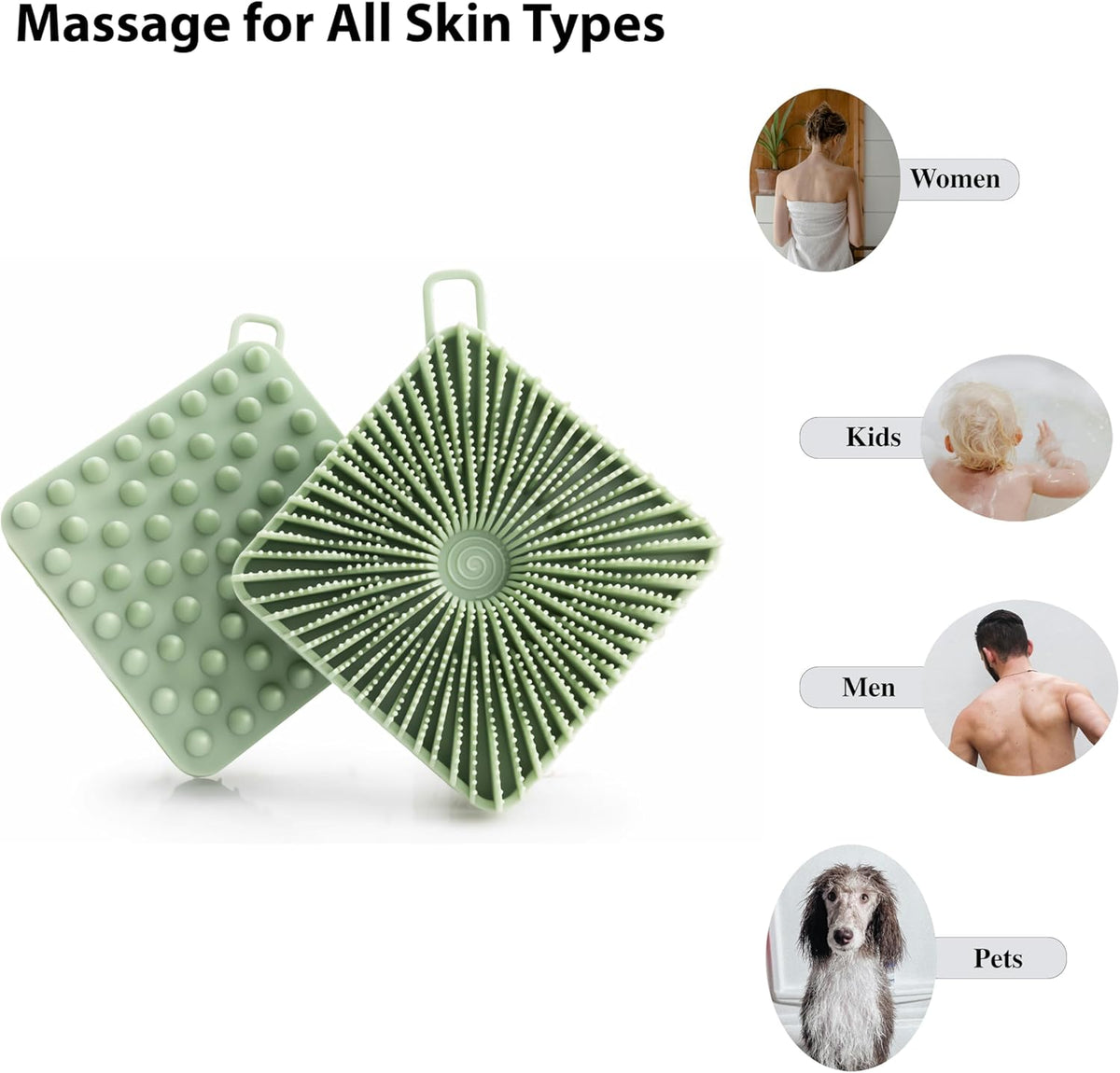 2 PC Silicone Exfoliating Body Scrubber, Silicone Body Shampoo Brush, Soft Silicone Loofah for