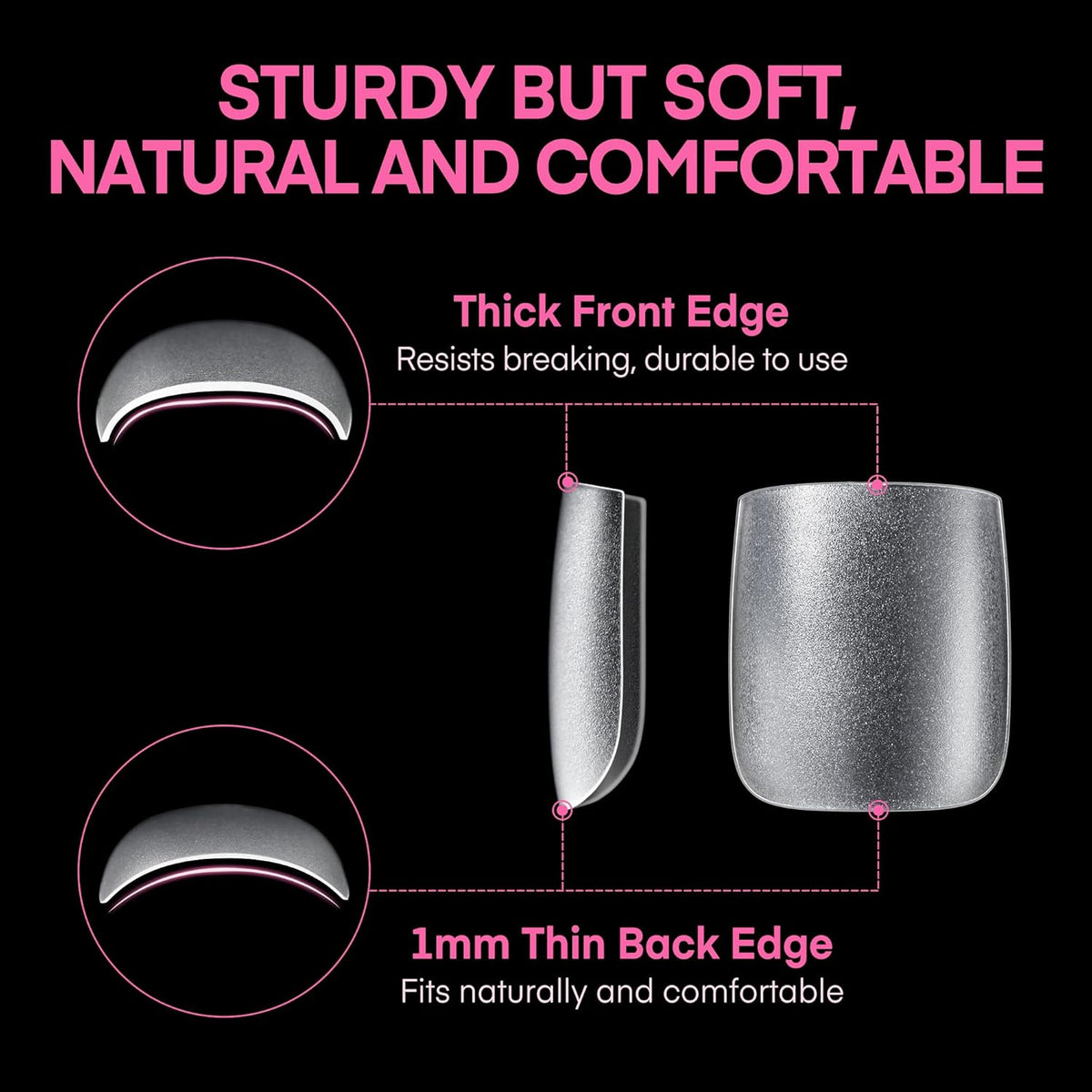 UNA GELLA Square Toe Nail Tips 216Pcs 15Sizes Full Cover Long Wider Toe Nail Tips Soft Gel