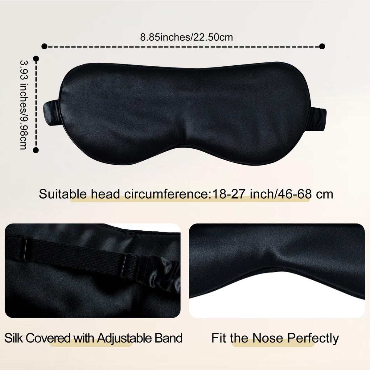 ZIMASILK Adjustable 100% 22 Momme Mulberry Silk Sleep Mask for Sleeping, Filled with Premium