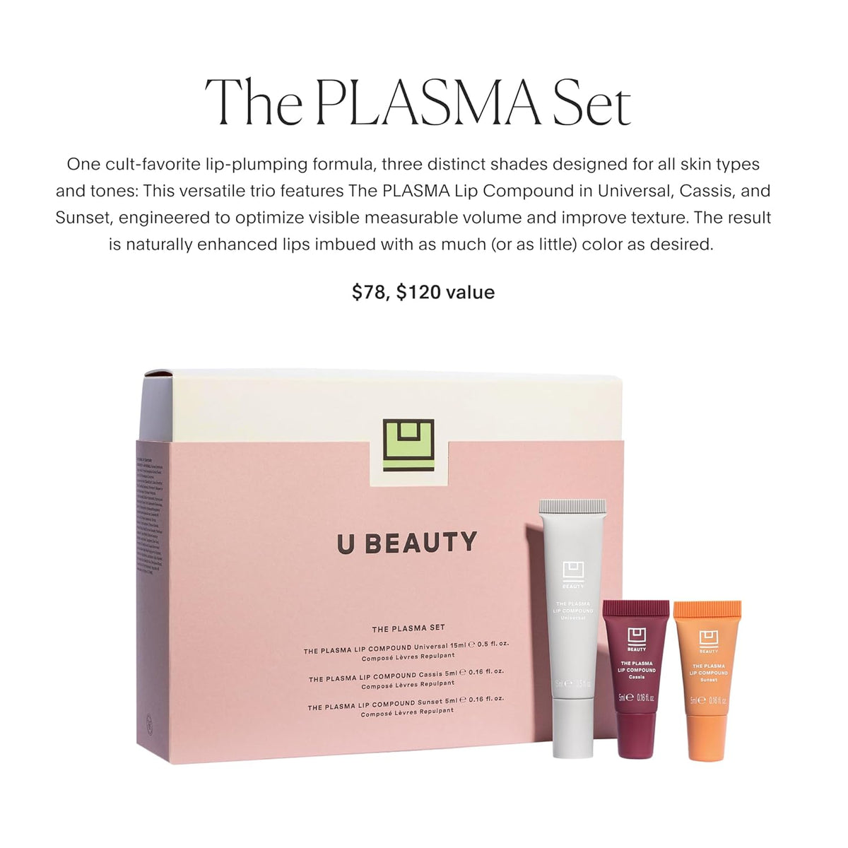 U Beauty The PLASMA Tinted Lip Compound - Anti-Aging & Anti-Wrinkle Lip Gloss, Hyaluronic Acid