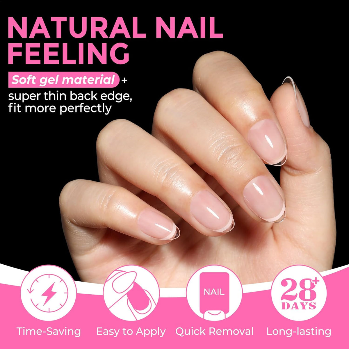 UNA GELLA Extra Short Almond Nail Tips Full Cover 216PCS Gel Nail Tips Short Almond Shaped Nails