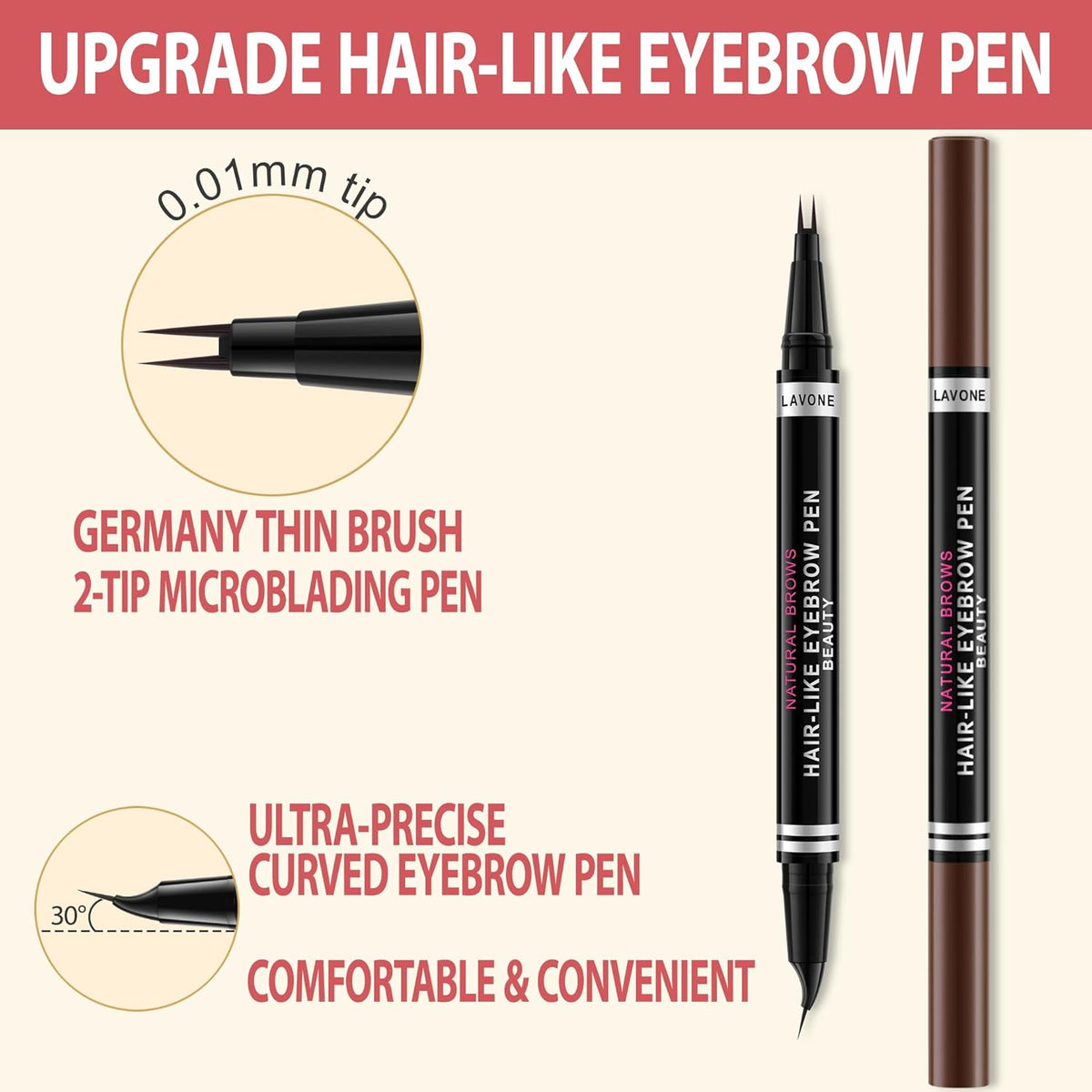 LAVONE Hair-Like Eyebrow Pen Makeup kit, Eyebrow Pencils for Women with Waterproof Microblading
