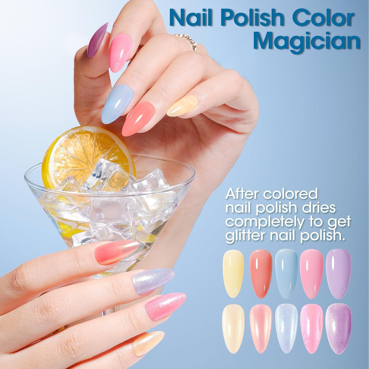 GELLEN Shimmer Pastel Nail Polish, Buildable Sheer Natural Regular Nail Polish Quick Dry