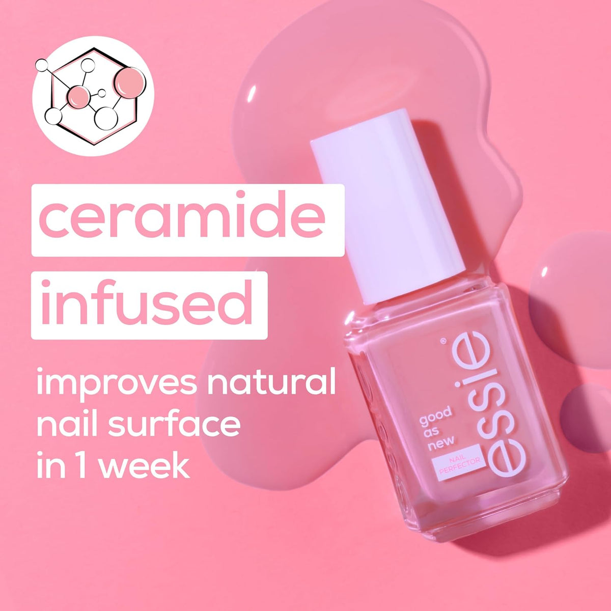 essie Nail Care, Ceramide-Infused Nail Treatment, Vegan, Good As New Concealer & Perfector, 0.46 Fl