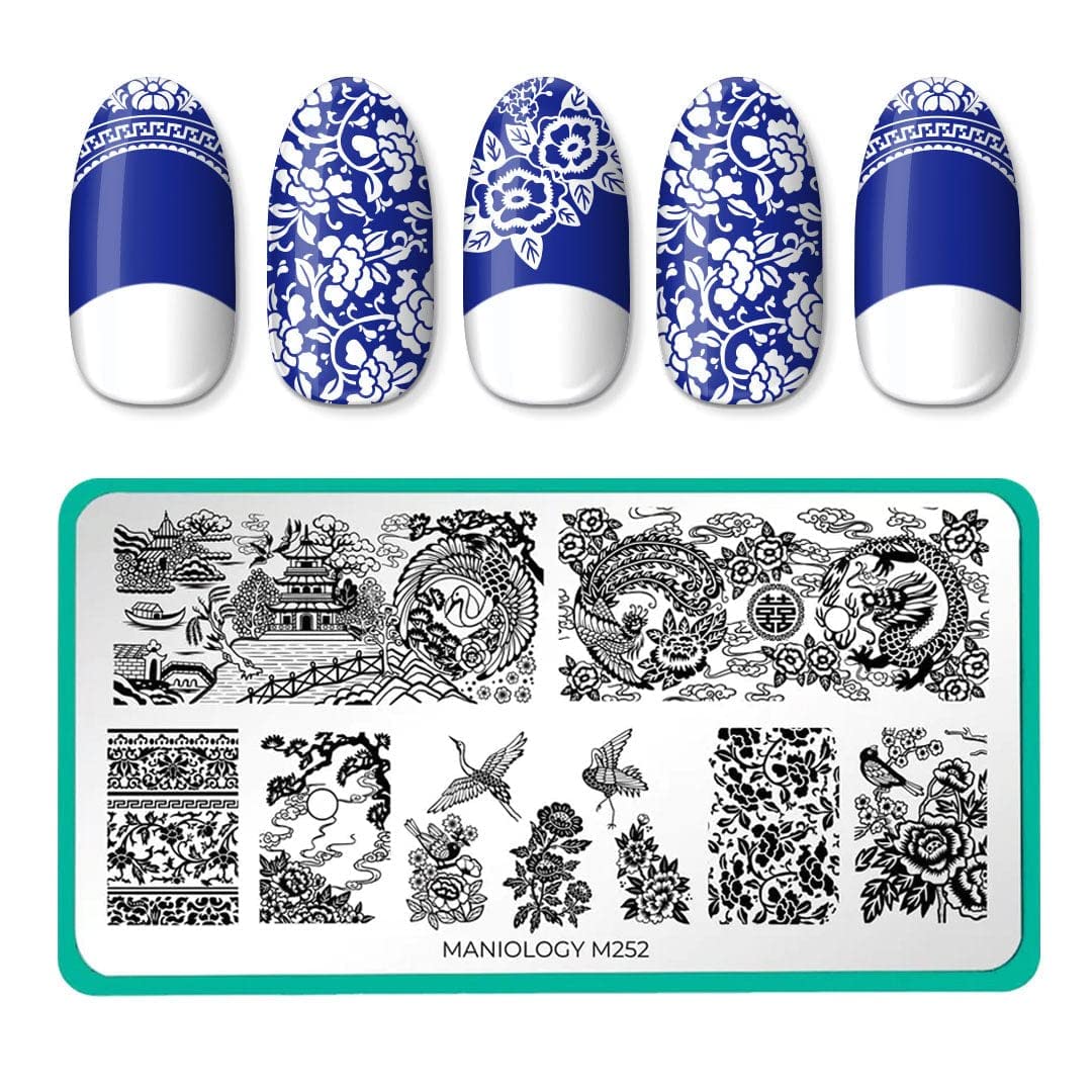 Maniology Porcelain Nail Stamping Plate | Classic Chinese Ceramic Dinnerware Design, Floral