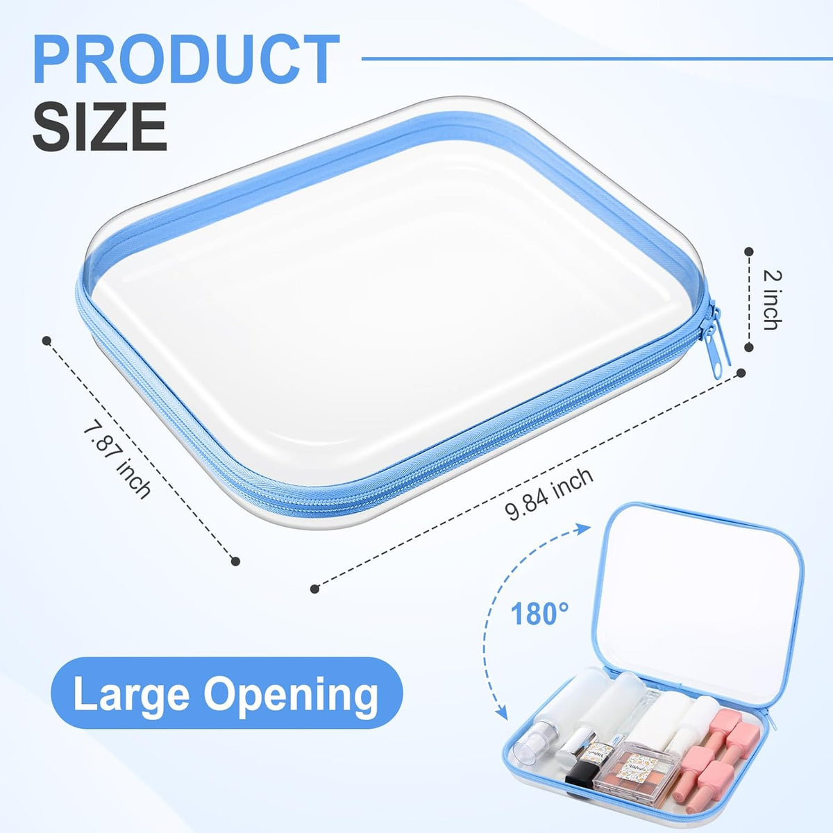 Hoolerry 3 Pcs Clear Hard Zipper Case Plastic Pouch Transparent Hard Case Clear Makeup Bag Portable