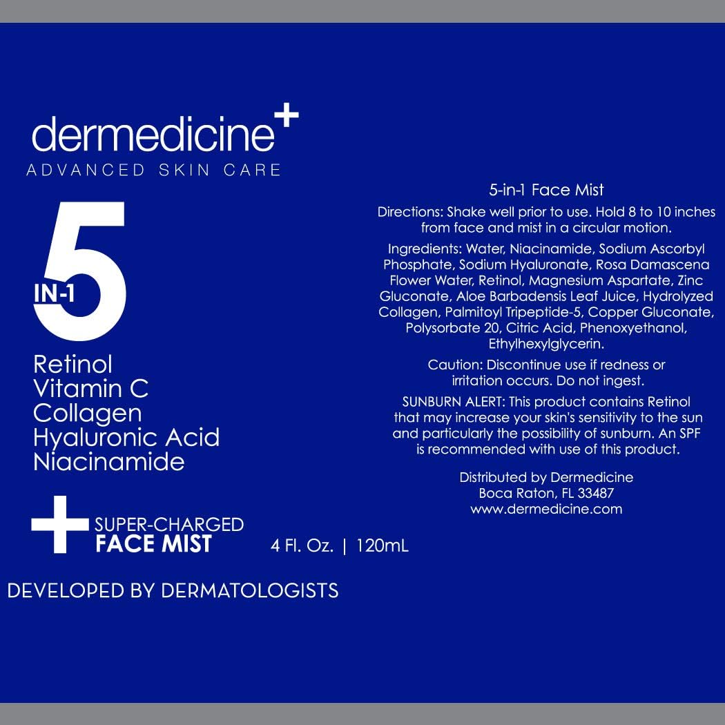 5 in 1 Super Charged Anti-Aging Face Mist w/Retinol, Vitamin C, Collagen, Hyaluronic Acid &