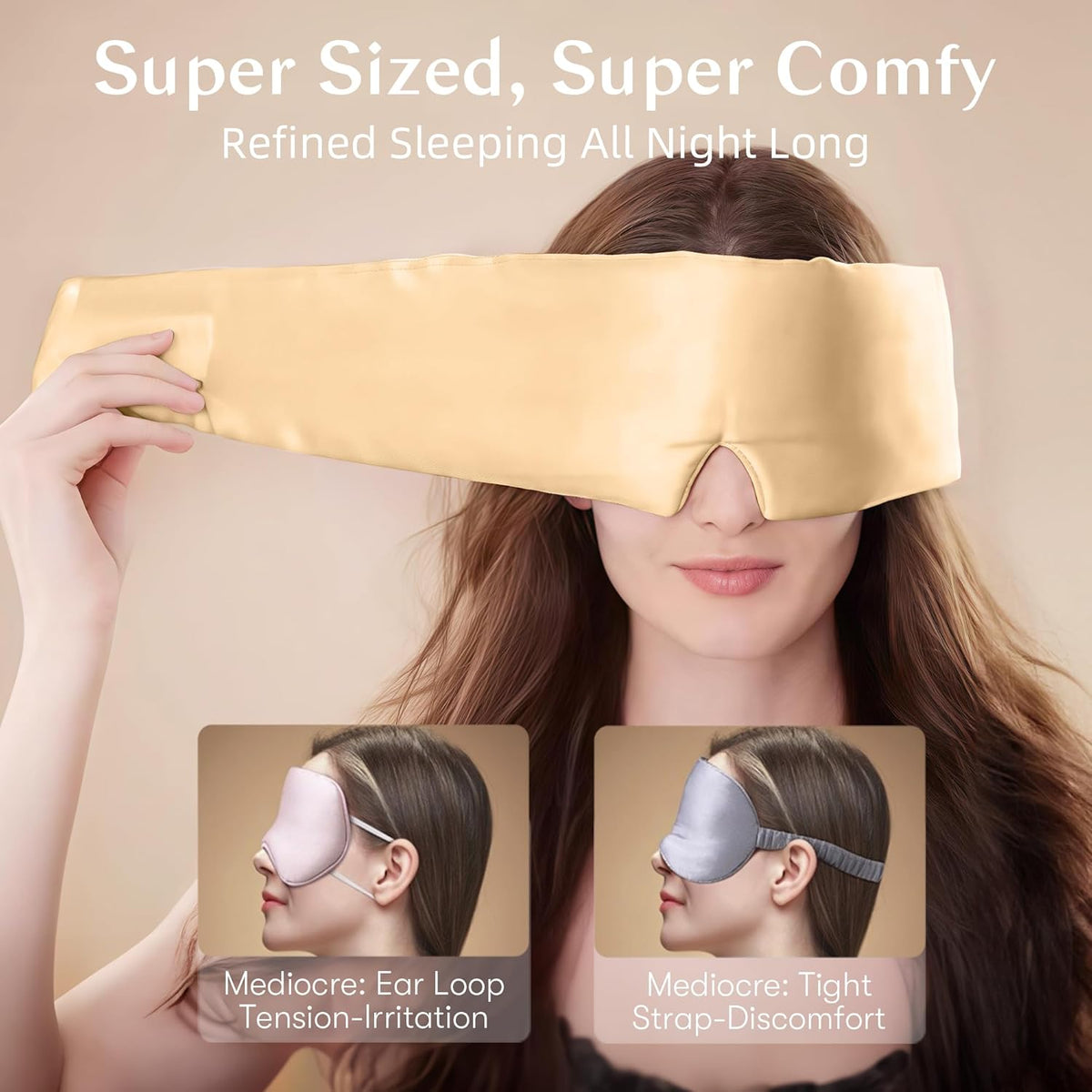 Silk Sleep Mask for Women and Men, Side Sleeper, 22 Momme Pure Mulberry Silk Total Blackout 100%