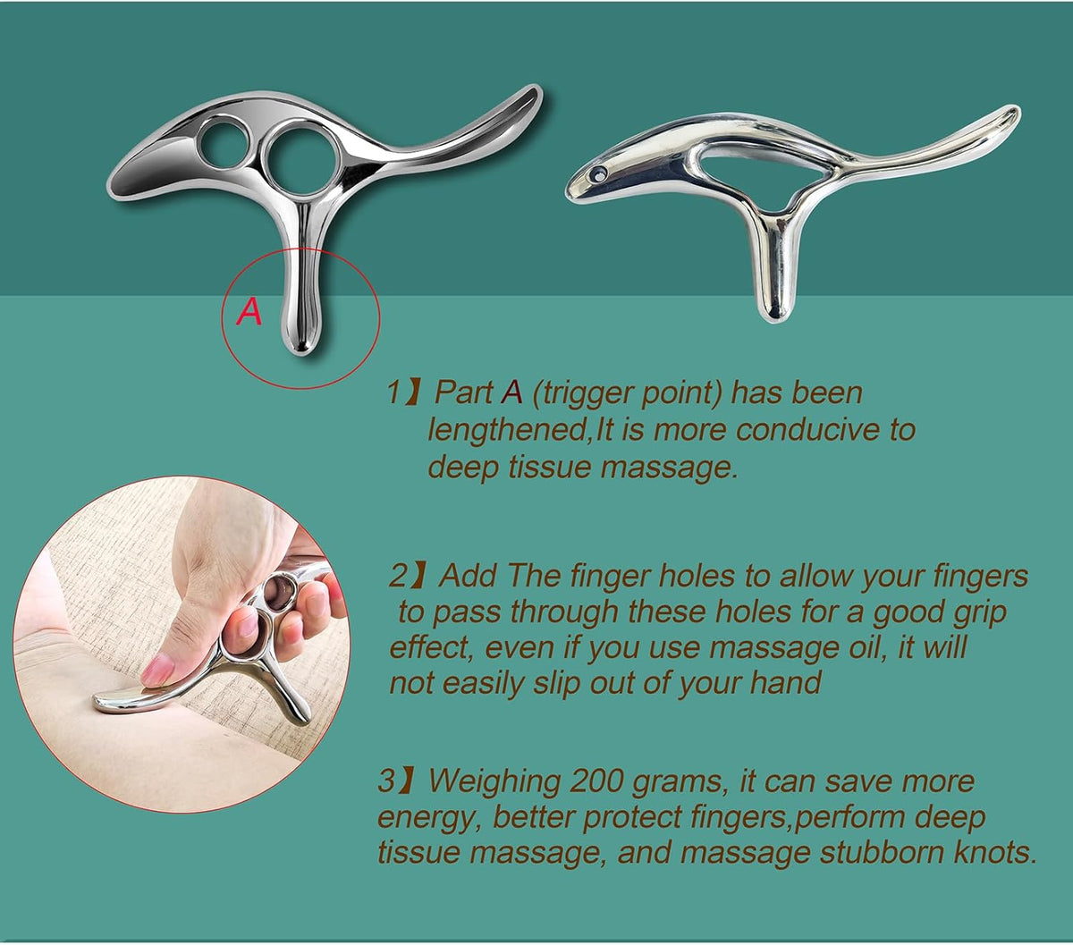 BYYDDIY Gua Sha Trigger Point Massage Tool -Thumb Protector,Deep Tissue Massage,Muscle Scraper Tool