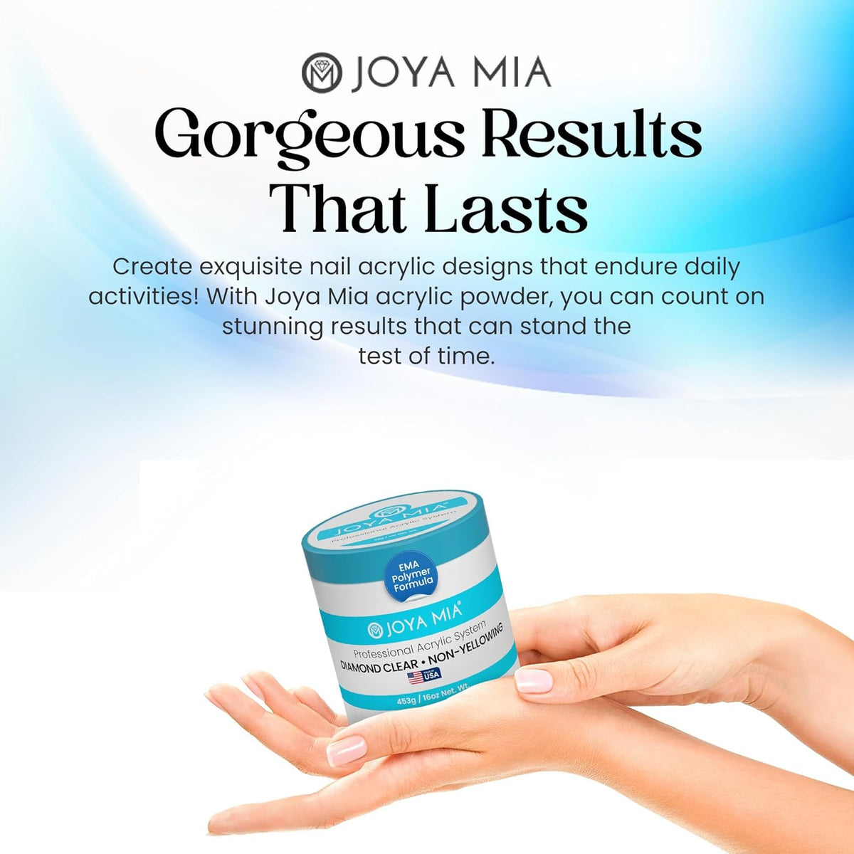 Joya Mia Acrylic Powder for Nails, MMA-Free, Super Adhesion Professional Powder for Flawless &