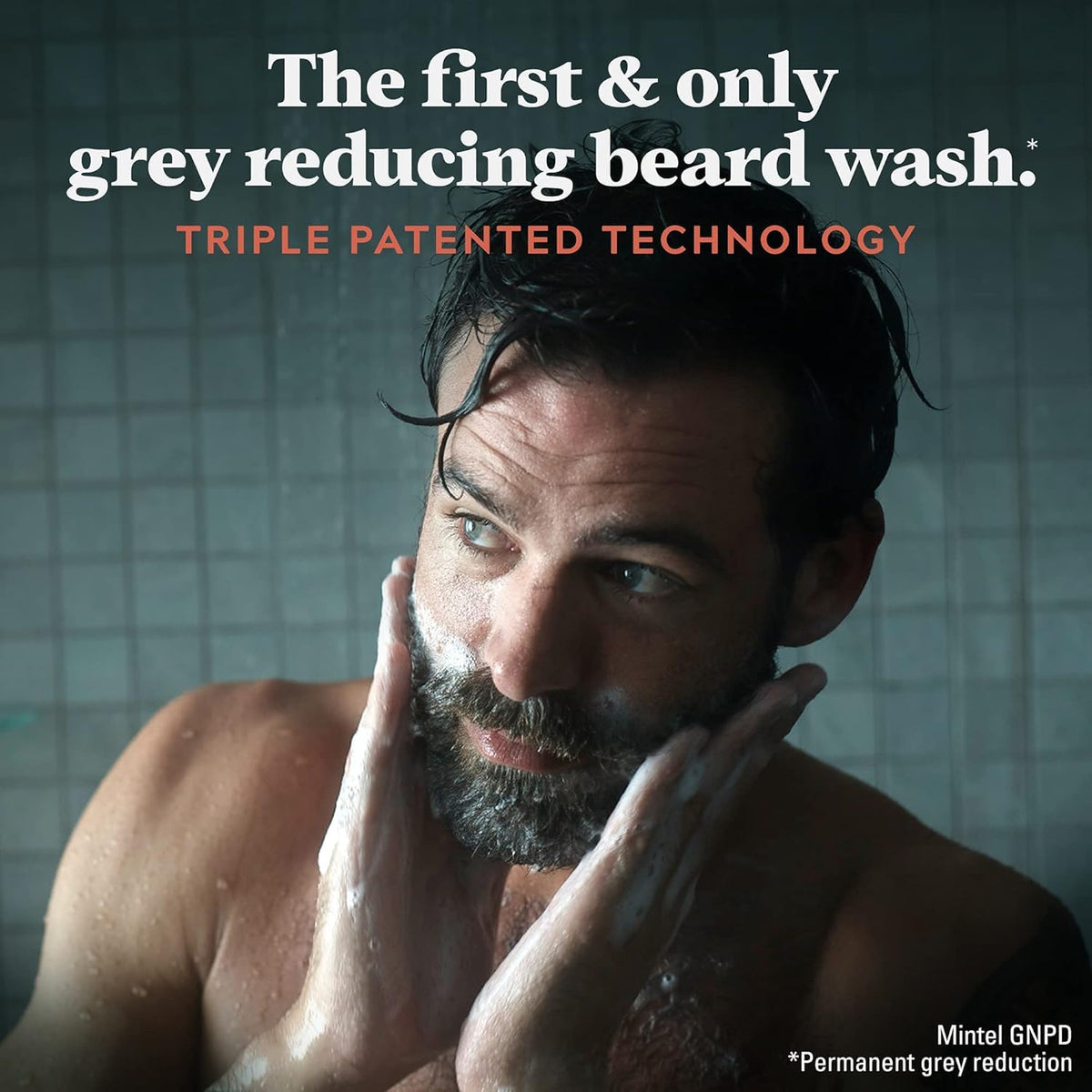 Just for Men Control GX Grey Reducing Beard Wash Shampoo with Keratin, Gradually Colors Mustache