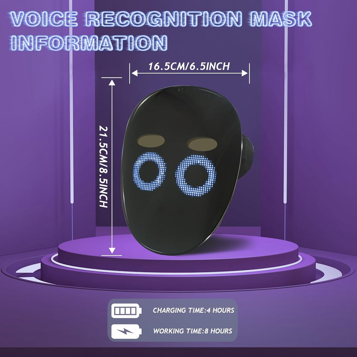 Led Mask with Gesture Sensing,Light up mask for Kids/Men/Women LED Halloween Mask for Costume
