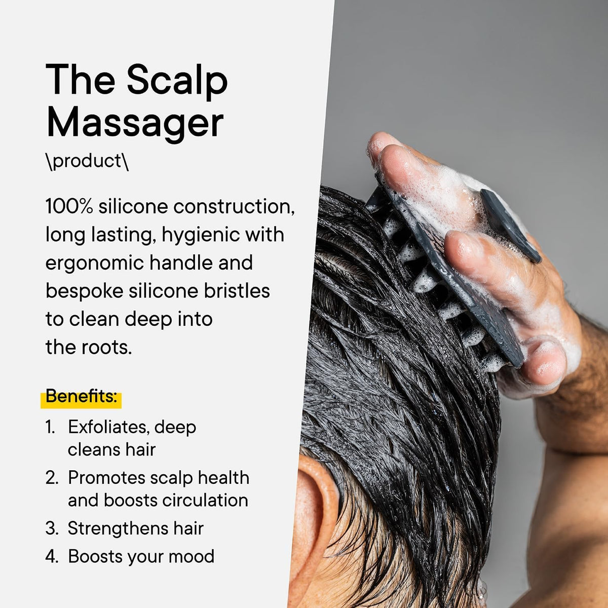 TOOLETRIES Scalp Scrubber - Silicone Exfoliating Hair Scrubber for Men, Bath & Shower Accessories