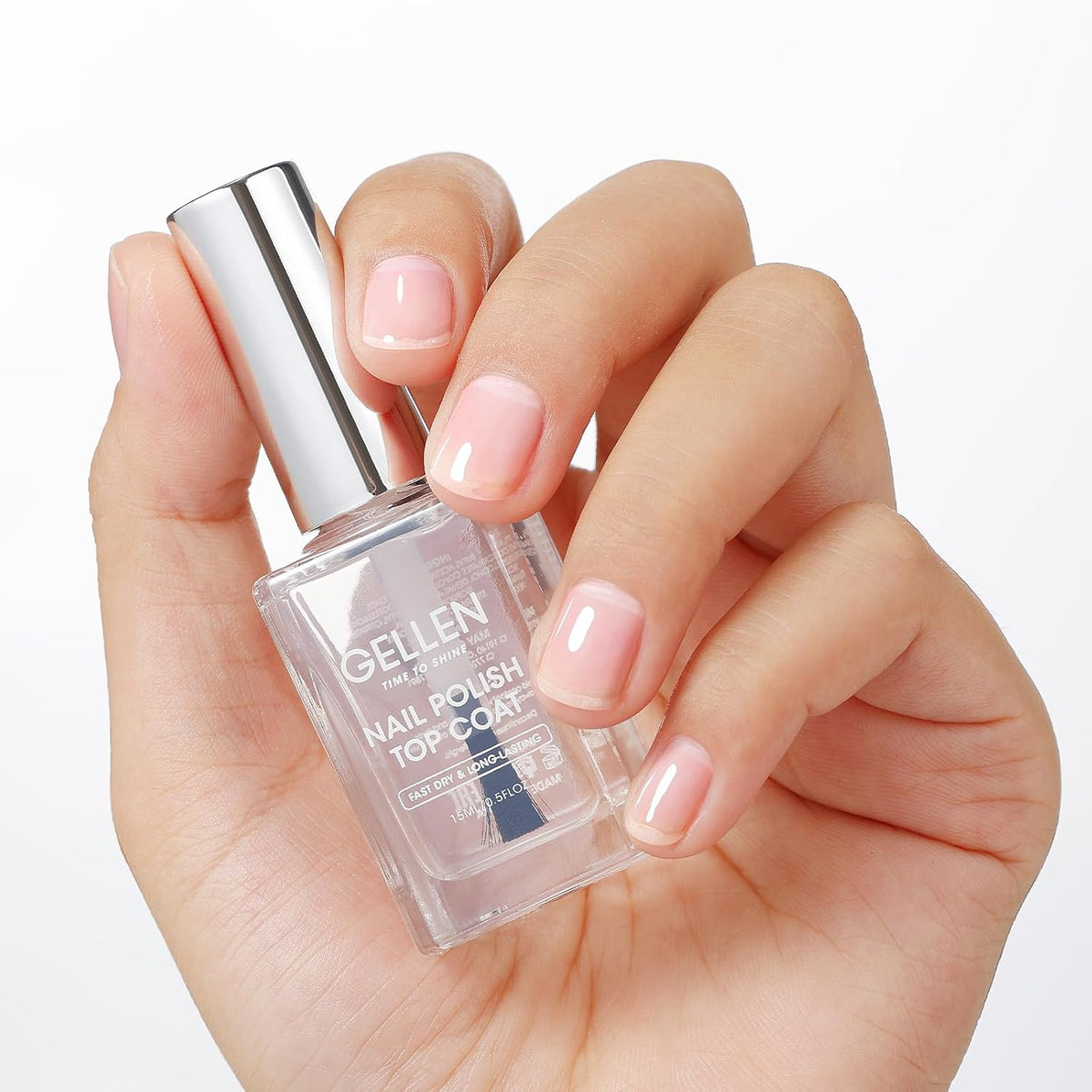 GELLEN Clear Nail Polish Top Coat, Shine Glossy Regular Nail Polish, Calcium Formula Strengthens