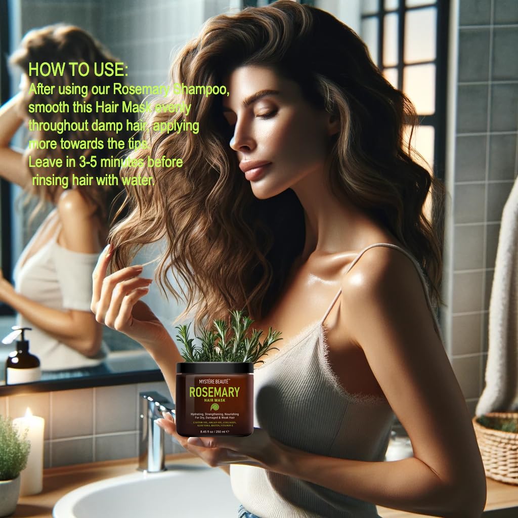 Rosemary Hair Treatment - with Collagen, Biotin, Argan Oil for Dry, Damaged, Curly Hair