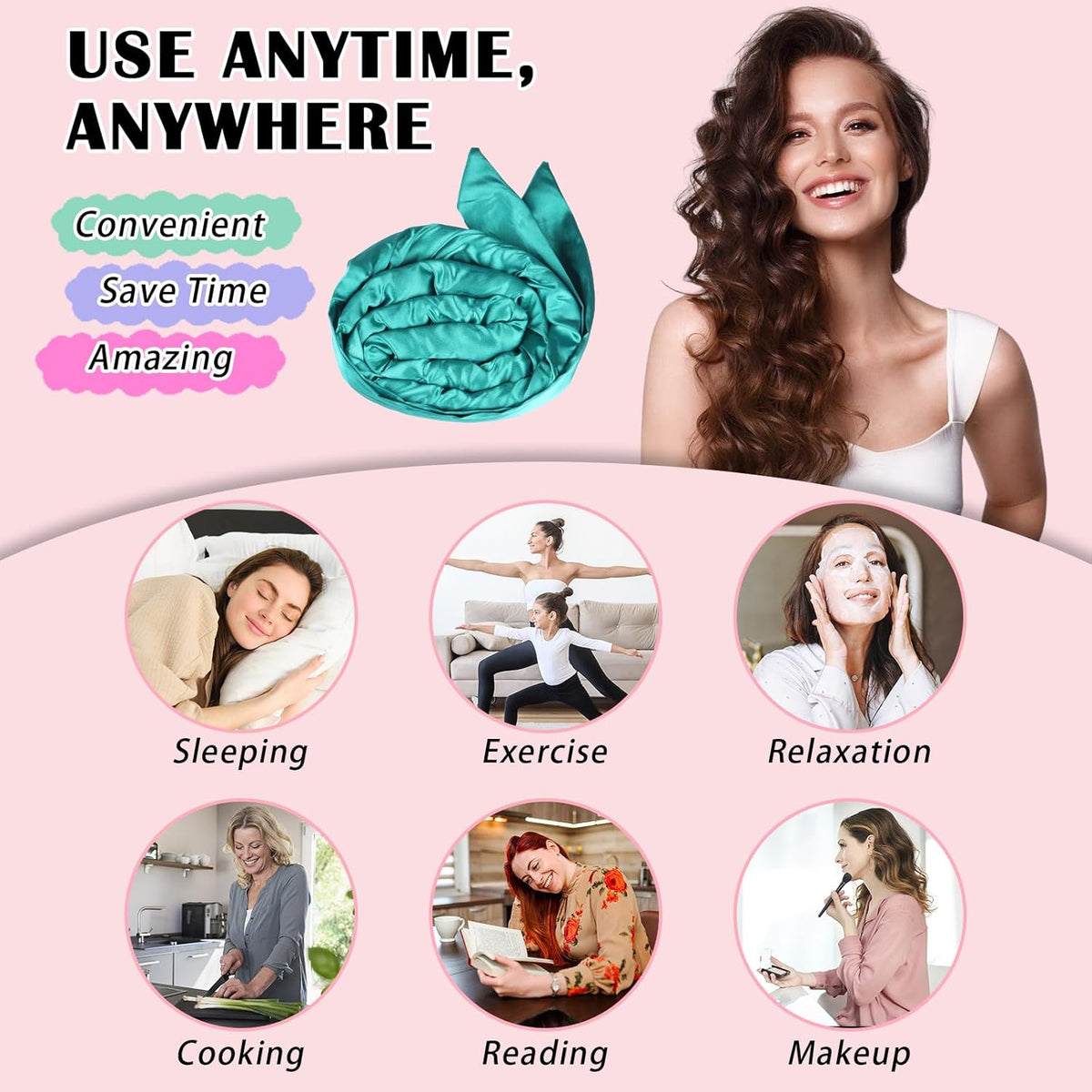 Satin Heatless Curls Overnight Hair Curlers to Sleep In Hair Curler Rollers No Heat Hair Wrap for
