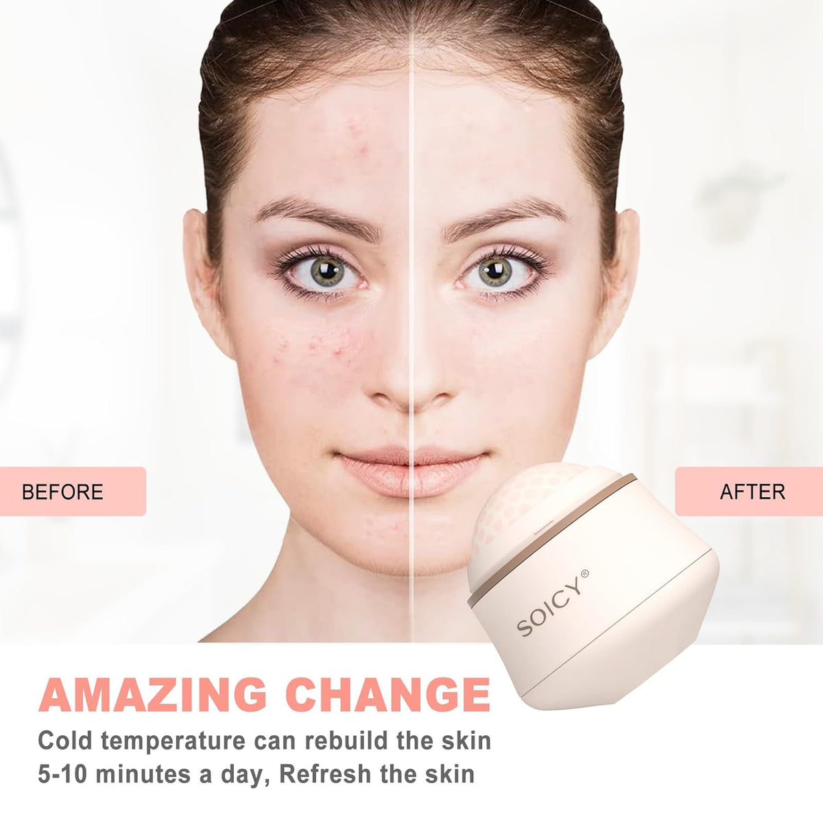 Leeshine Ice Roller Ball for Face and Eyes - Facial Skin Care Tools with a Large Roller and Carry