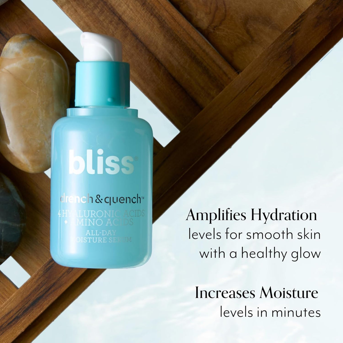 Bliss Hyaluronic Acid Drench & Quench Facial Serum – Hydrating Serum for Dry, Sensitive Skin