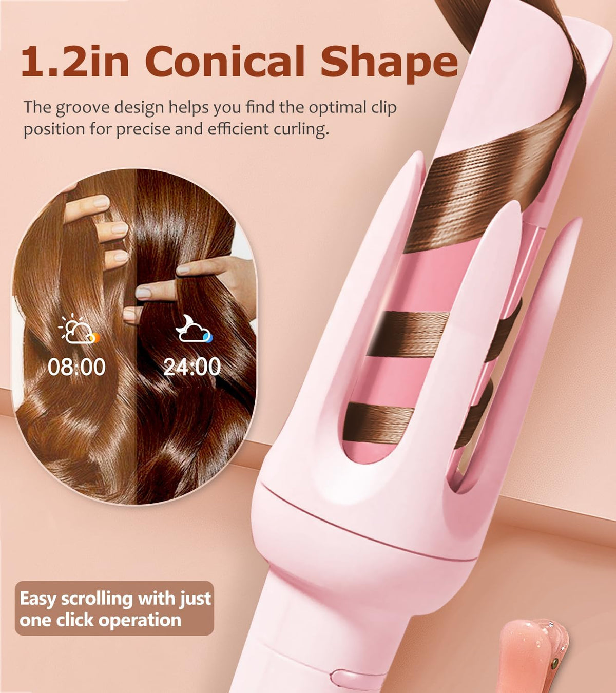 Auto Hair Curler, Automatic Curling Iron with 4 Temperature & 3 Timer, Automatic Shut-Off