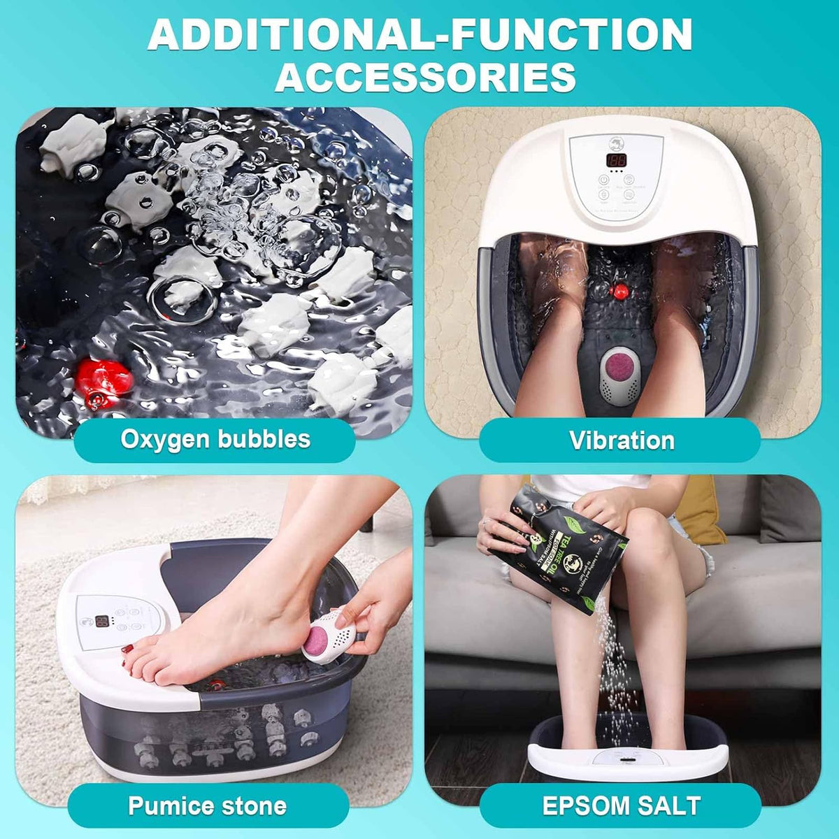 Foot Spa Bath Massager with Heat [2025 Upgraded], Vibration, Temperature Control, Jets, Bubbles