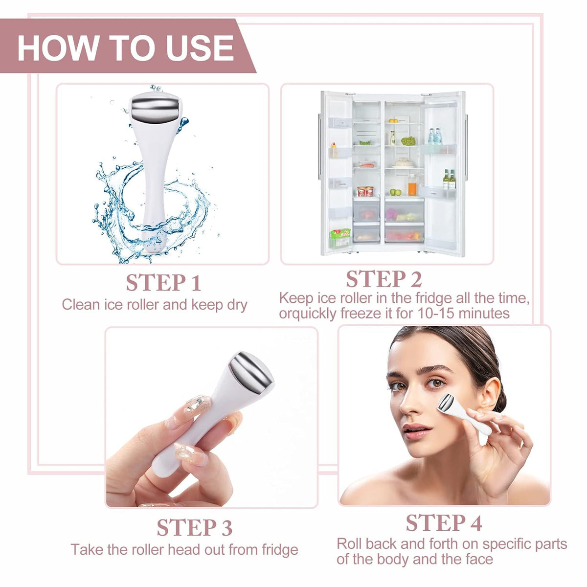 MAANGE Mini Eye & Face Rollers for Eye Massager, Stainless Steel Eye Ice Roller for Relief