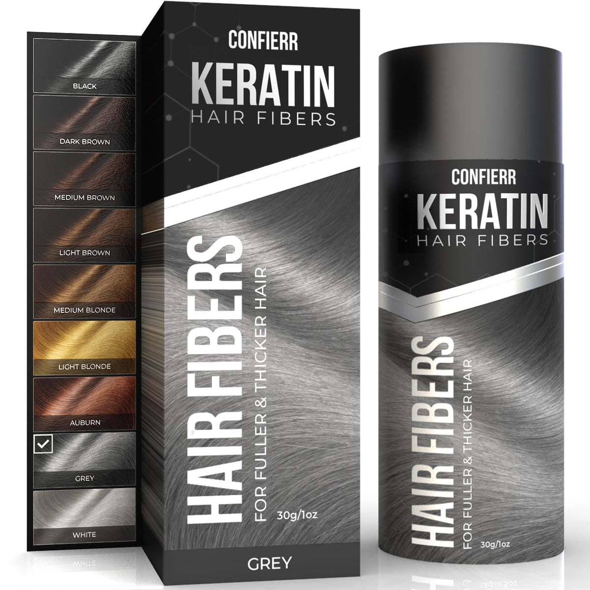 Keratin Hair Fibers for Men & Women - Fill In Fine or Thinning Hair, Instantly Thicker, Fuller