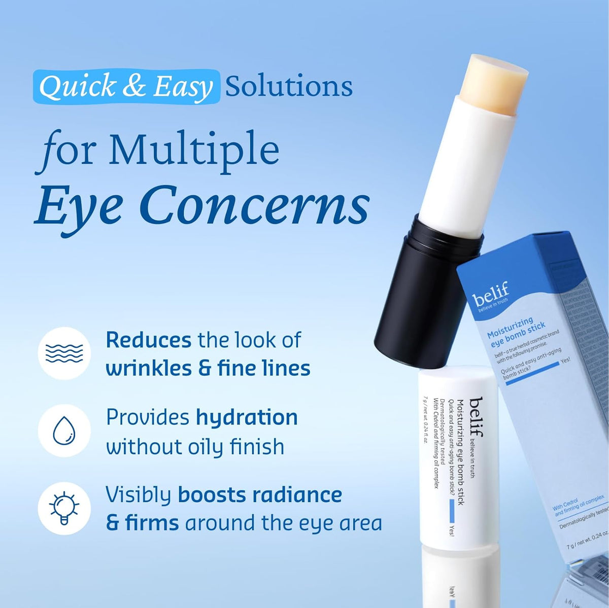 belif Moisturizing Eye Bomb Stick Eye Balm Firms and Reduces Fine Lines & Wrinkles | Radiant Eyes |