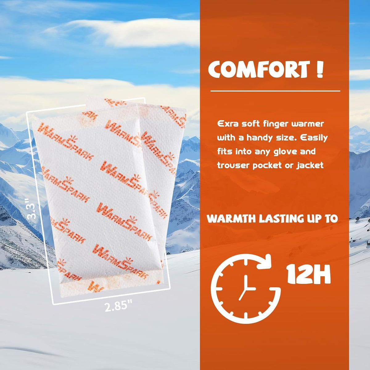 Hand Warmers Disposable Single Use Air Activated Heat Packs for Hands, Toes and Body - Up to 12