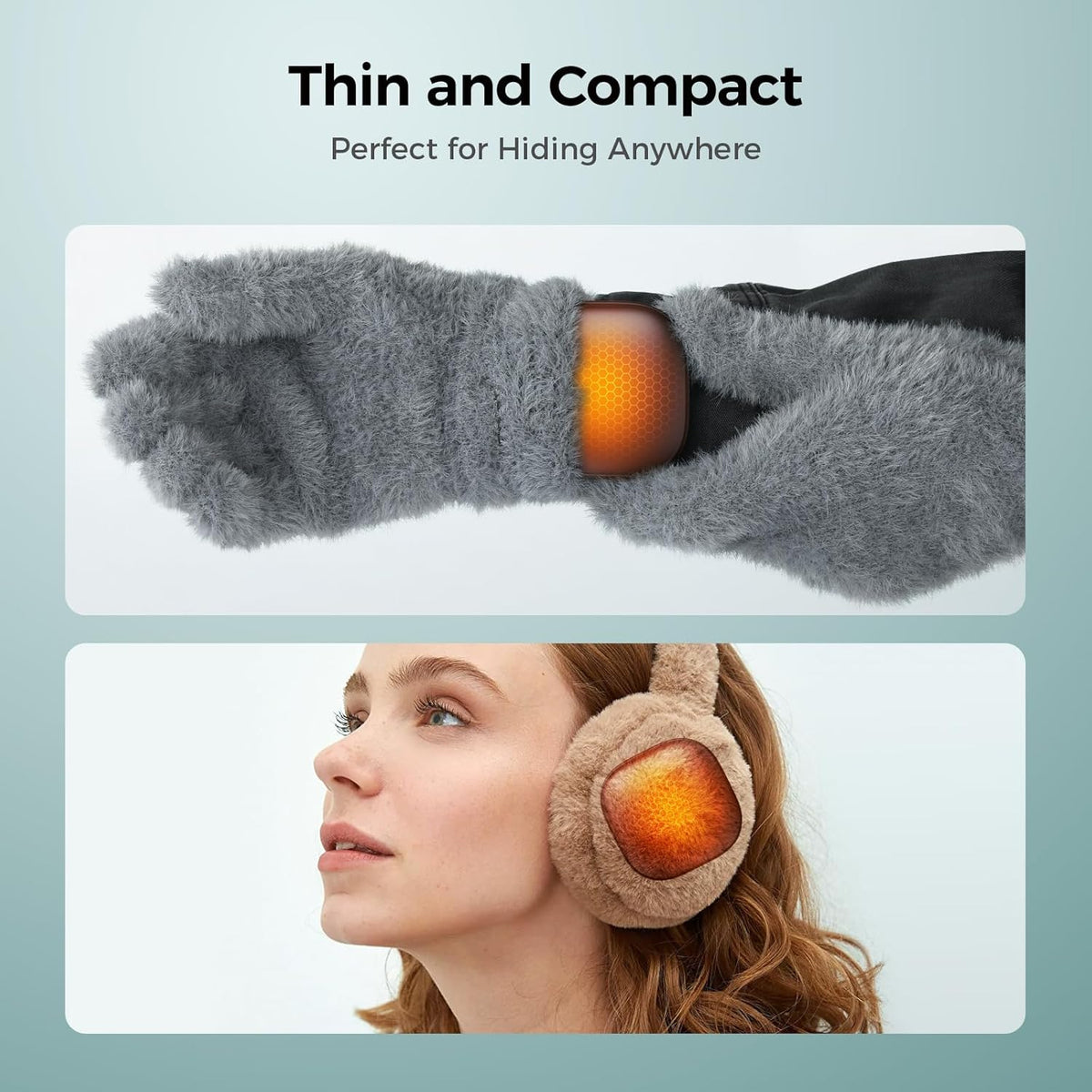 Pocket Size Hand Warmers Rechargeable 2 Pack, Heat for 10 Hours AI Smart Chips Ultrathin Electric