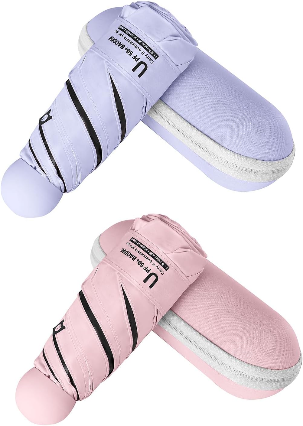 BAODINI Travel Essentials Mini Umbrella for Purse With Case Small Compact UV Sun Protection