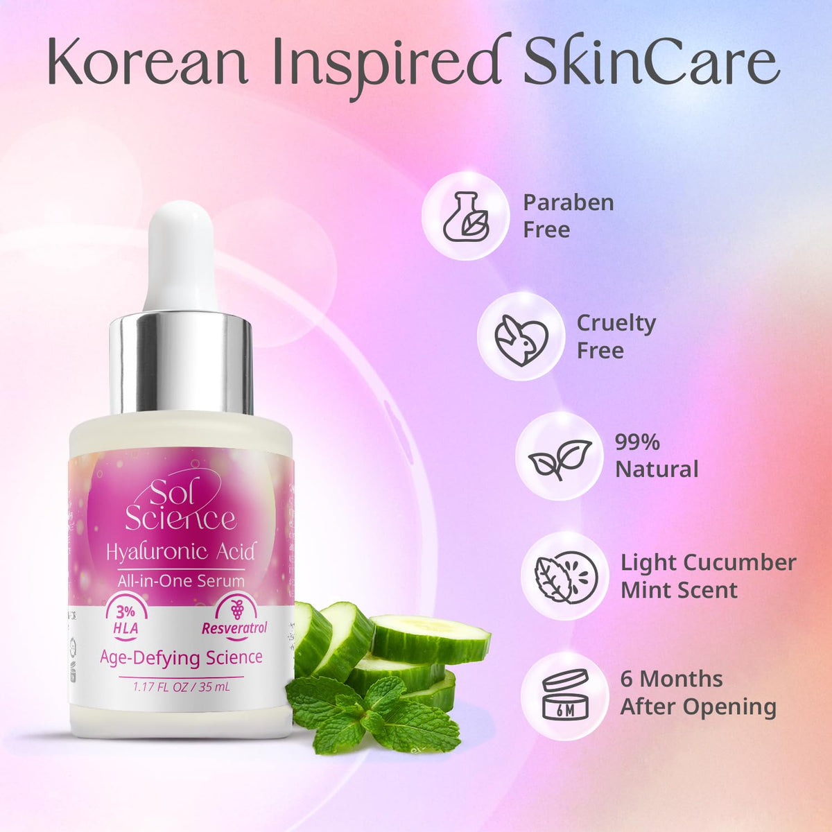 All In One Hyaluronic Acid Face Serum – Ultra Hydrating Anti Aging Serum with Vitamin C, Marine