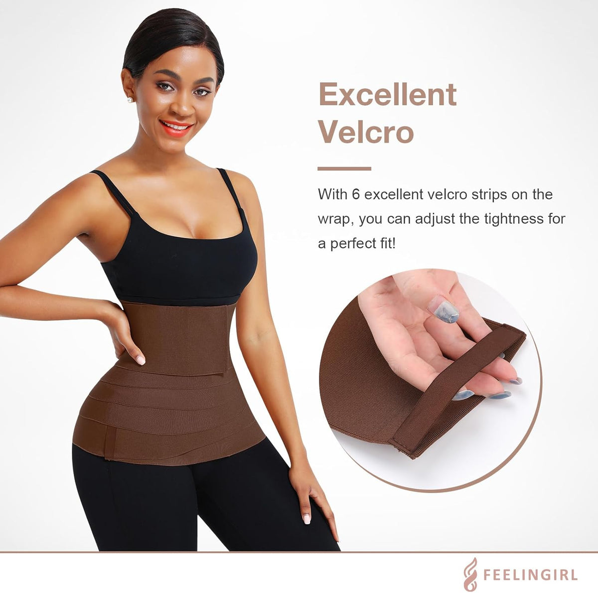 FeelinGirl Waist Trainer for Women Trimmer Belt Waist Cincher Tummy Wrap Plus Size Snatch Me Up