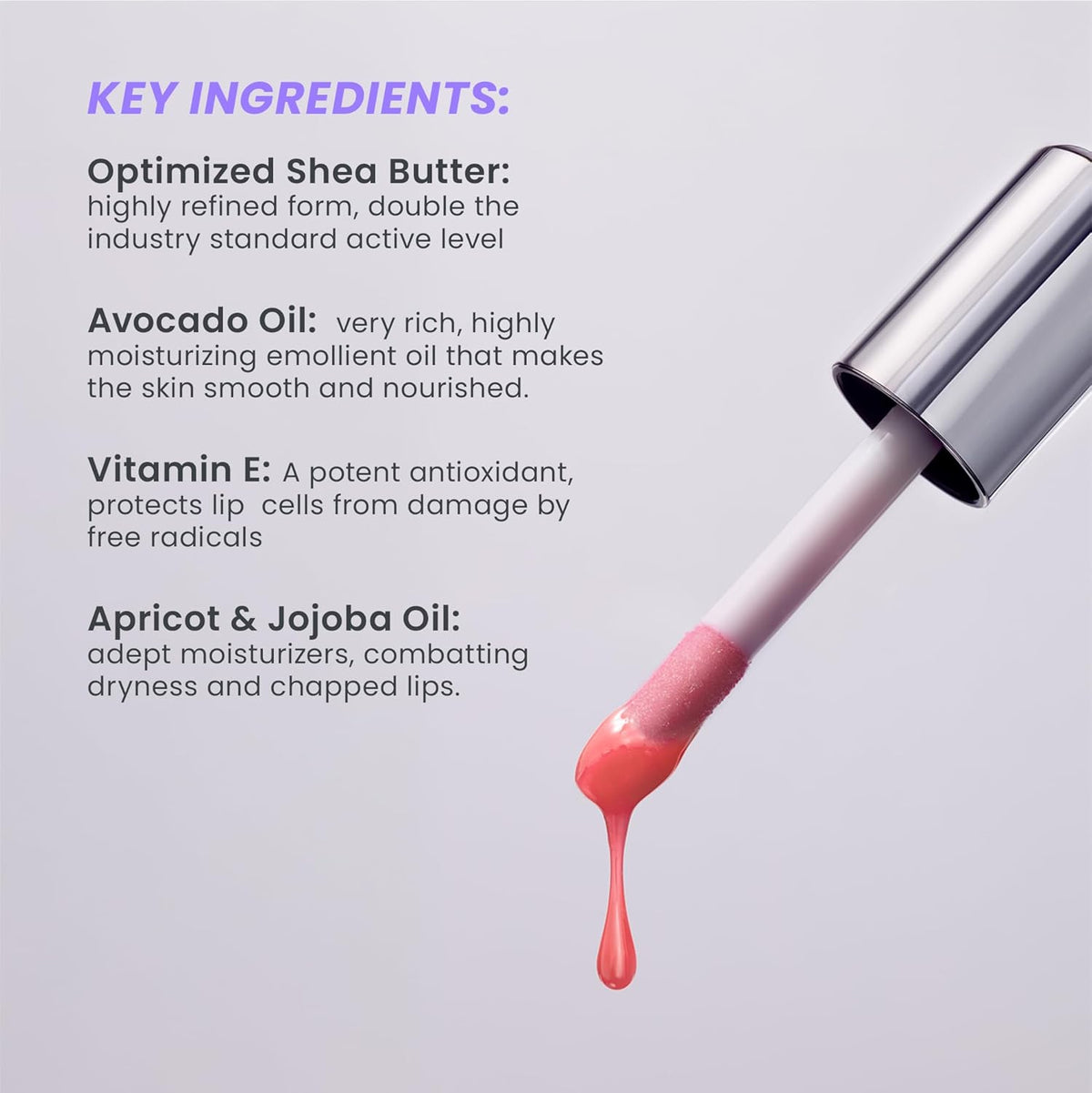 Wonderskin Lip Oil Rehab Serum - Tinted Lip Oil, Hydrating, Moisturizing, and Non-Sticky Coral Pink