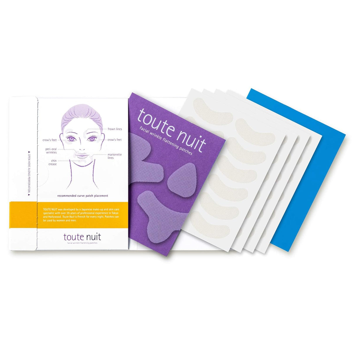 Toute Nuit Wrinkle Patches – Curve – Face Tape for Forehead, Eyes & Lips – Hypoallergenic Anti