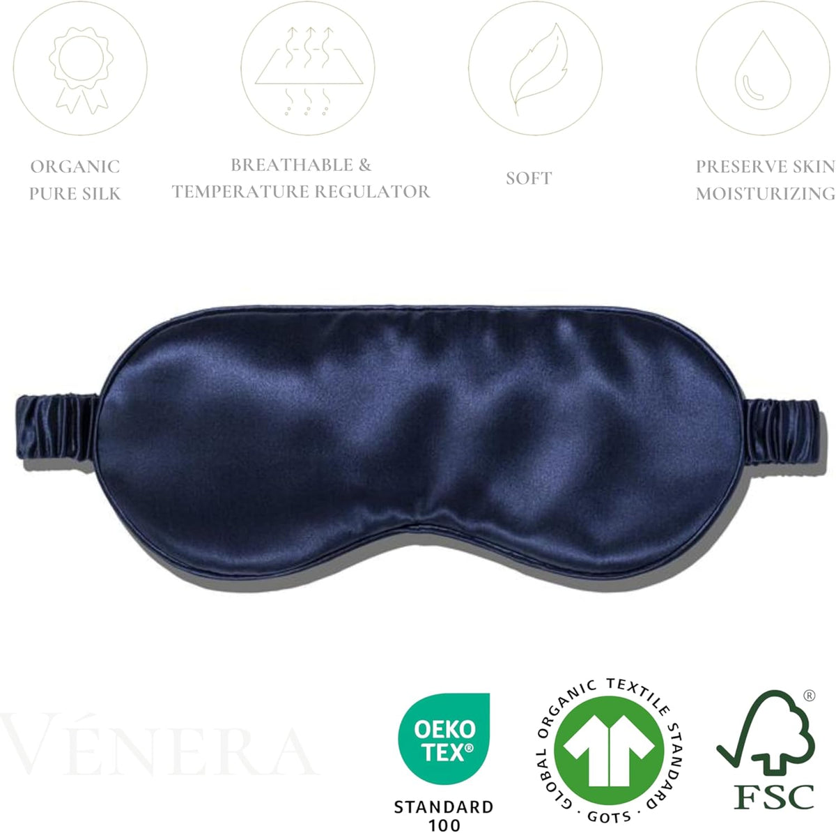 Silk Sleep Mask - 100% Pure 22 Momme Mulberry Silk Eye Sleeping Mask for Women and Men - Blackout
