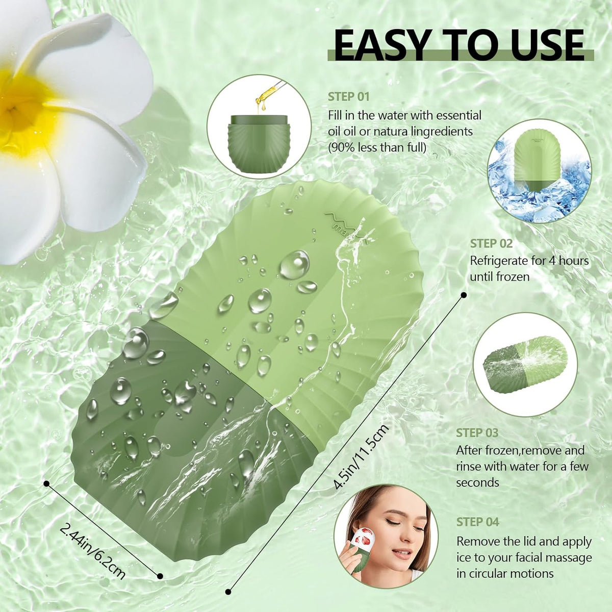 Ice Roller for Face and Eye, Silicone Ice Facial Roller Ice Holder, Face Ice Mold Skin Care, Face