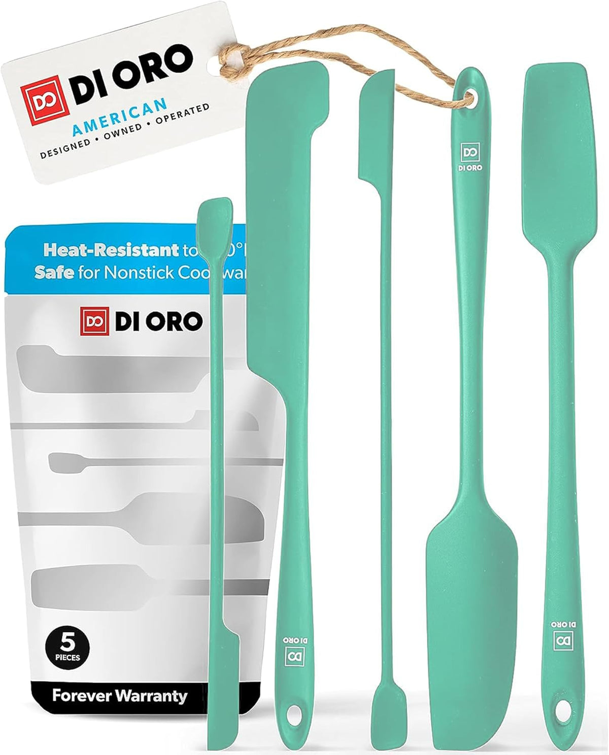 DI ORO Silicone Jar Spatulas for Scraping - Rubber Spatulas Silicone Heat Resistant - Kitchen