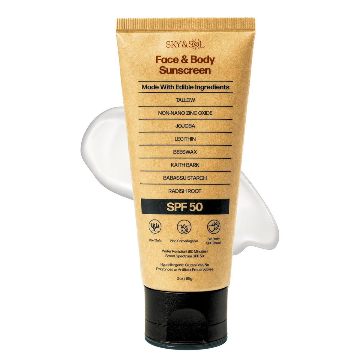 Mineral Sunscreen SPF 50 | With Grass-Fed Tallow & Zinc Oxide | Non-Greasy Formula for Face & Body