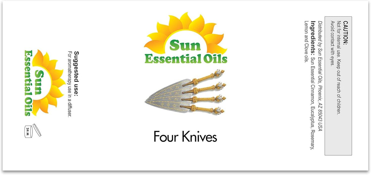 Sun Essential Oils – 16 oz Four Knives Essential Oil Blend with Eucalyptus, Clove, Rosemary, Lemon
