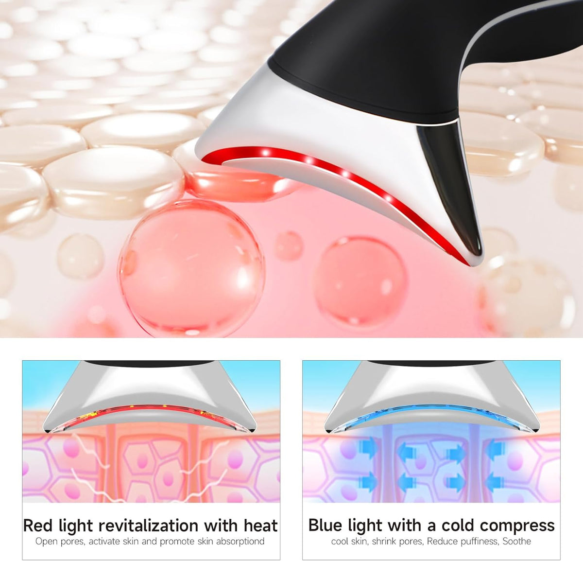 Ms.W Red Light Neck Face Massager, Facial Massager with Hot & Cold Modes for Skin Care, Vibration