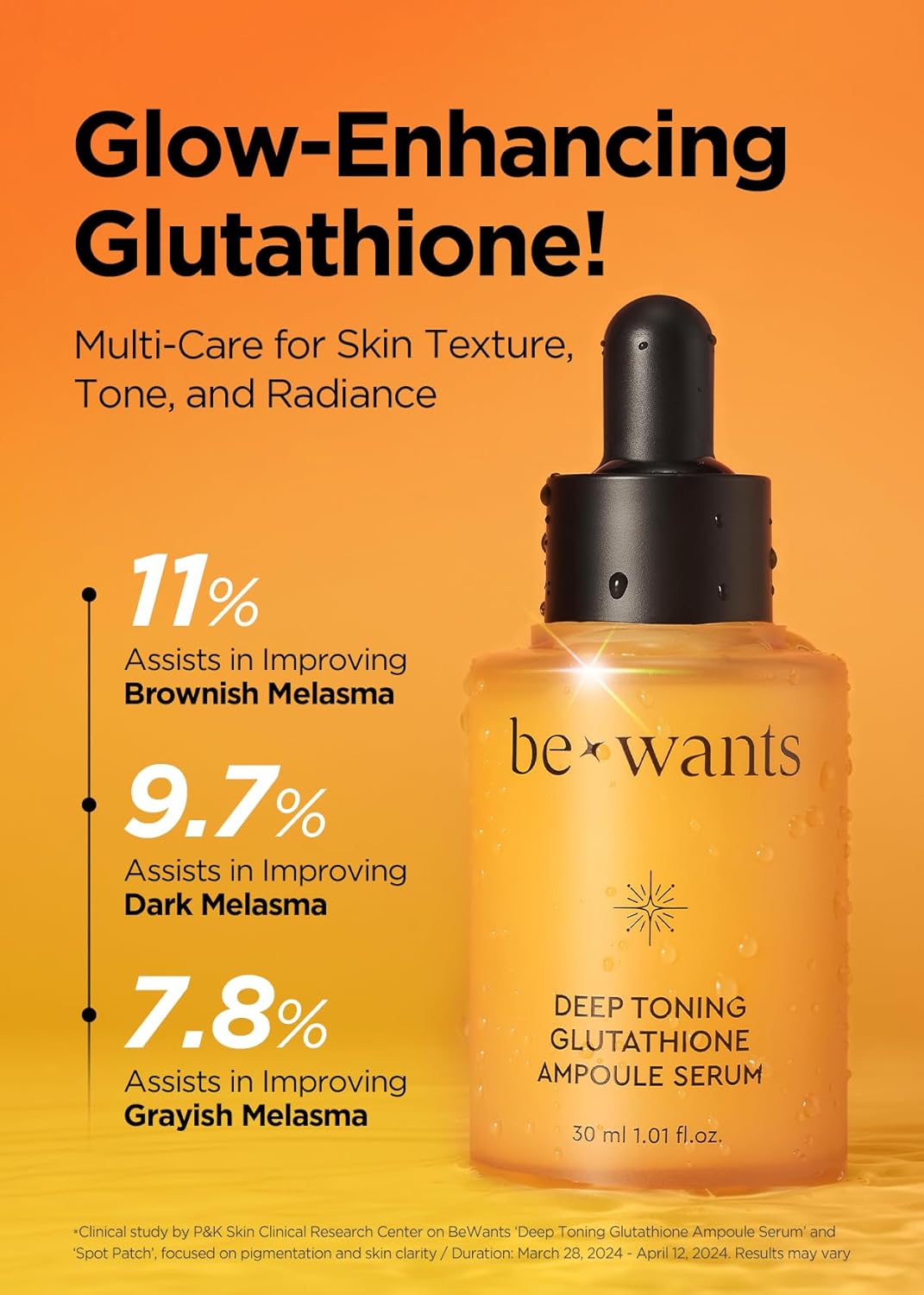 Bewants Skin Brightening Glutathione Serum, Deep Toning Complex for Even Skin Tone, with Vitamin C